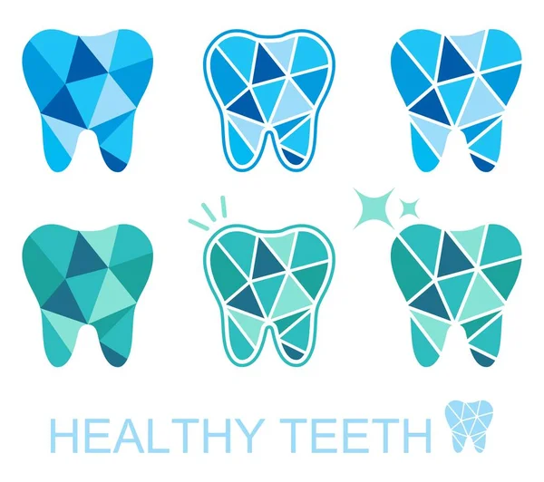 Set di simboli dentali. Illustrazione vettoriale — Vettoriale Stock