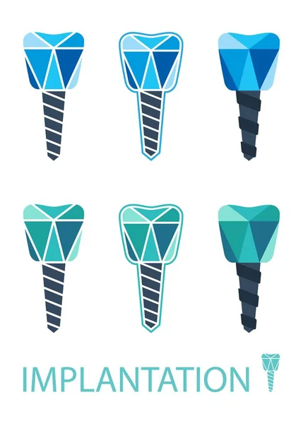 Conjunto de símbolo de implante dental — Vector de stock