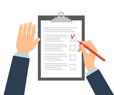 Kişinin denetim listesindeki bir kalem ile doldurur.