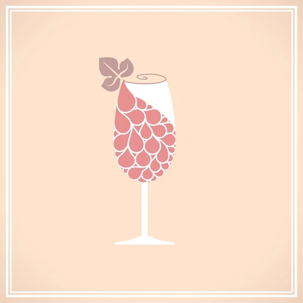 Copa de vino con uva . — Vector de stock