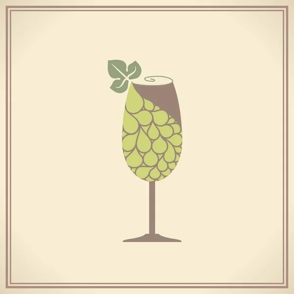 Copa de vino con uva . — Vector de stock