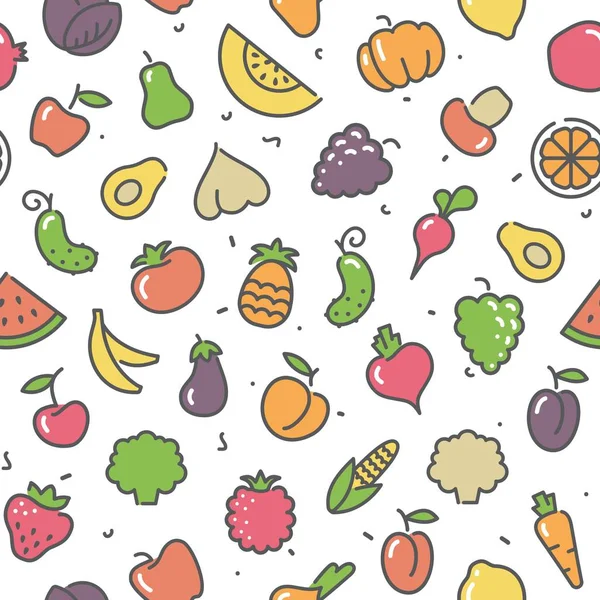 Naadloze patroon groenten en fruit — Stockvector