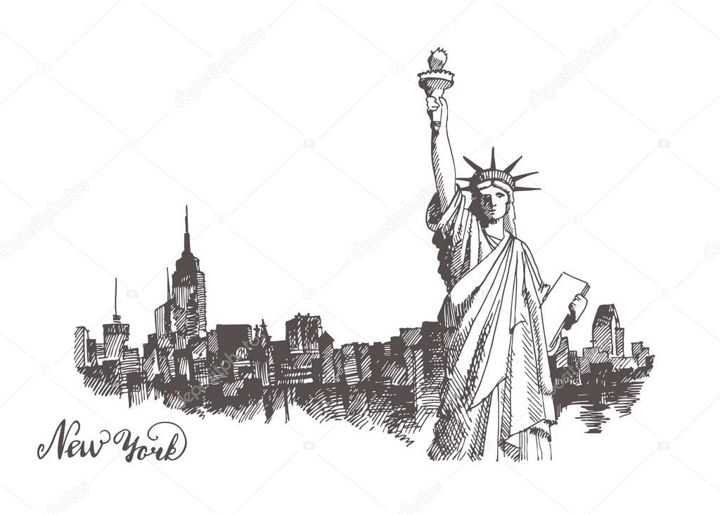 Sketch of the statue of liberty