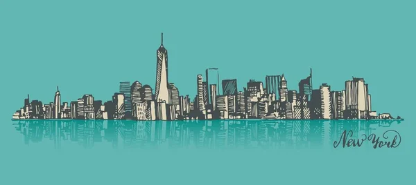Schizzo di Manhattan New York — Vettoriale Stock