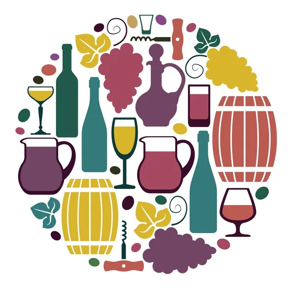 Los símbolos del vino y las uvas — Archivo Imágenes Vectoriales