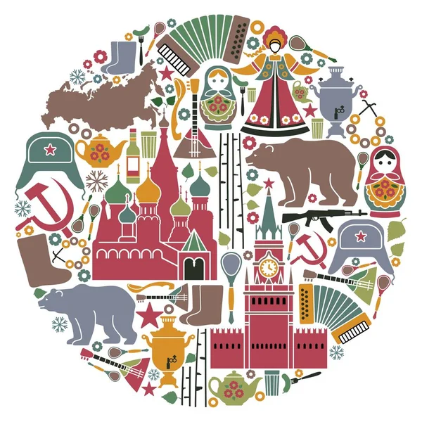 Ícones russos na forma de um círculo — Vetor de Stock