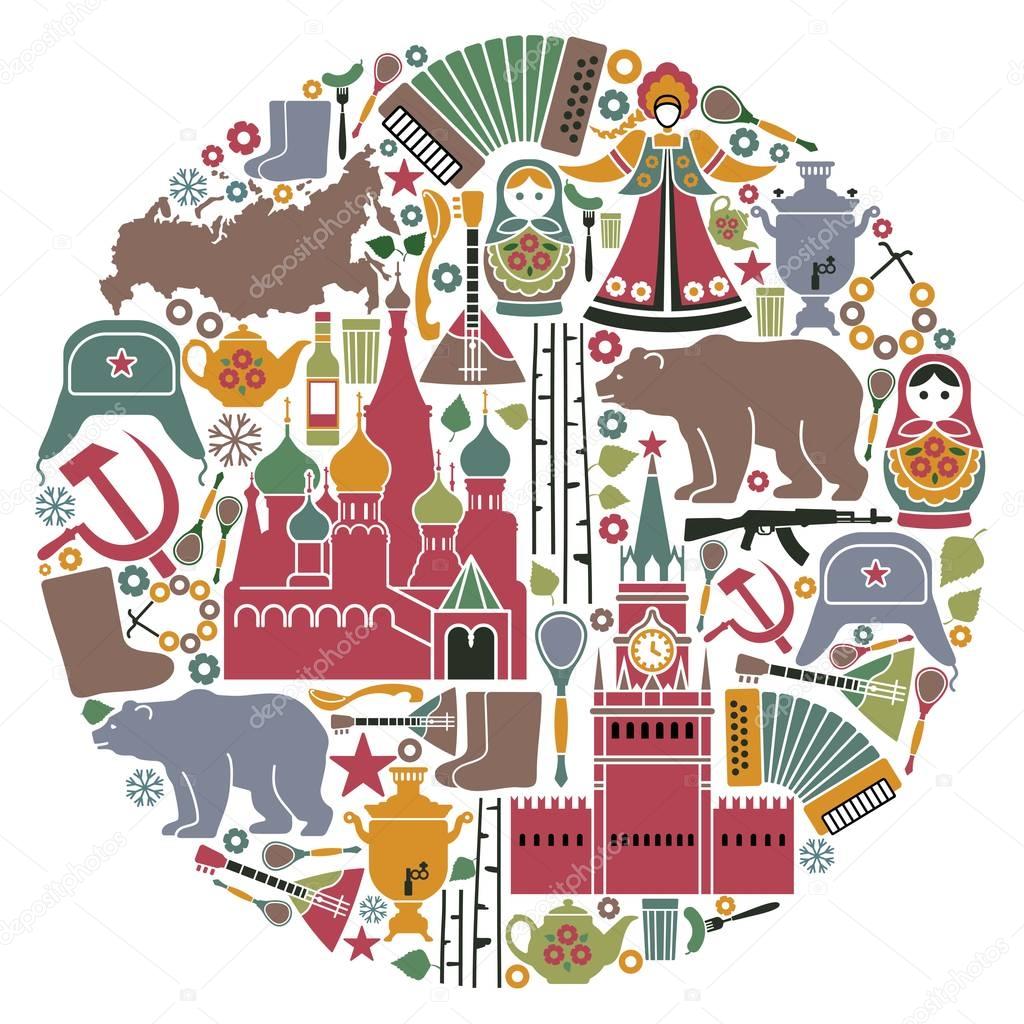 Russian icons in the form of a circle