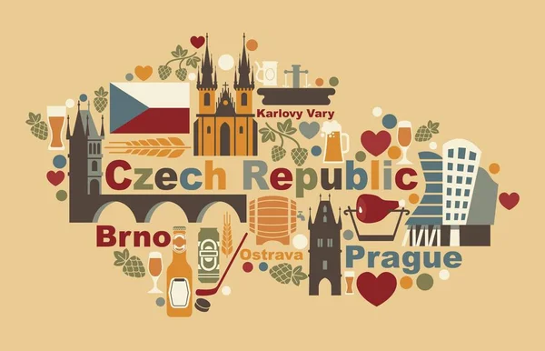 El Mapa de República Checa — Vector de stock