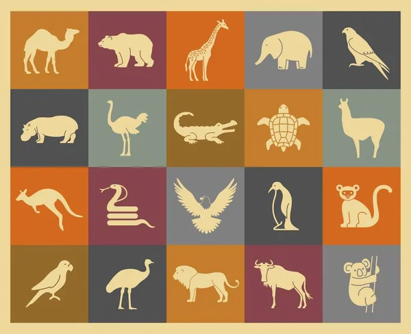 Дикі тварини набір іконок — стоковий вектор