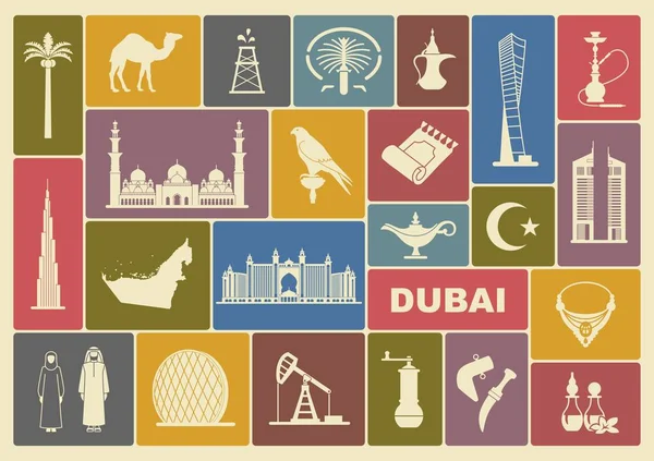 Комплект икон Объединенные Арабские Эмираты — стоковый вектор