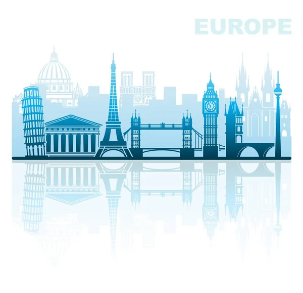 Sites architecturaux d'Europe — Image vectorielle