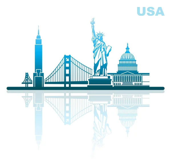 Attractions des USA. Paysage urbain abstrait — Image vectorielle