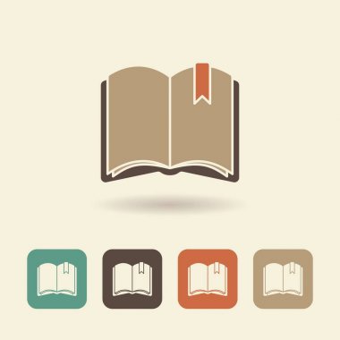 Açık bir kitap düz simgesi. Vektör logosu