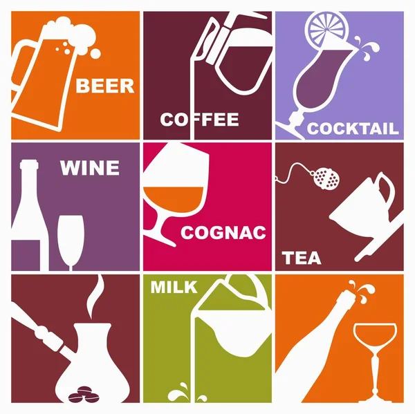 Символы различных напитков — стоковый вектор