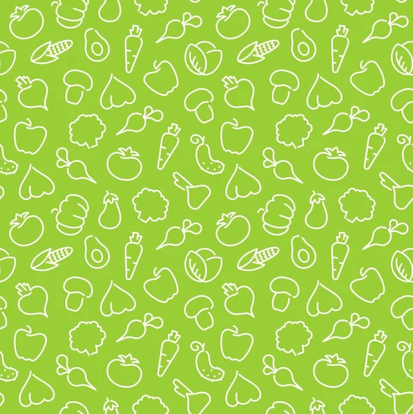 Modèle sans couture avec des contours de légumes — Image vectorielle