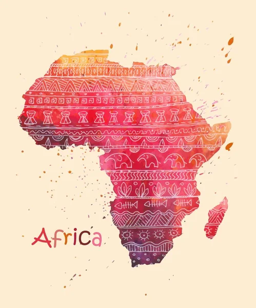 Handgezeichnete Aquarellkarte von Afrika — Stockvektor