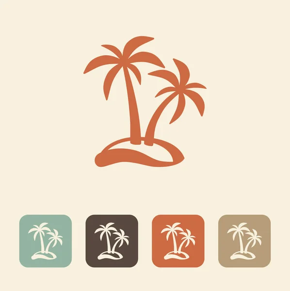 Palmbomen op het strand. Platte pictogram — Stockvector