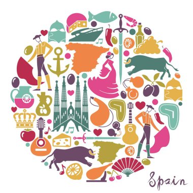 Traditional symbols of Spain clipart