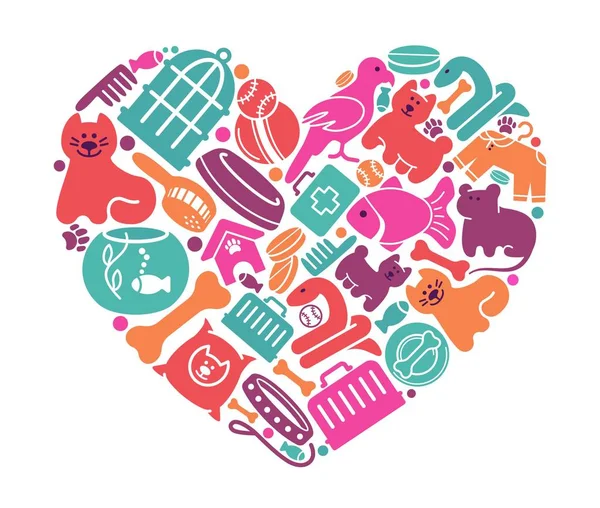 Care symbols house pupils in the form of heart — Stock Vector