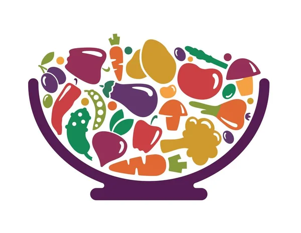 盛蔬菜的碗 — 图库矢量图片