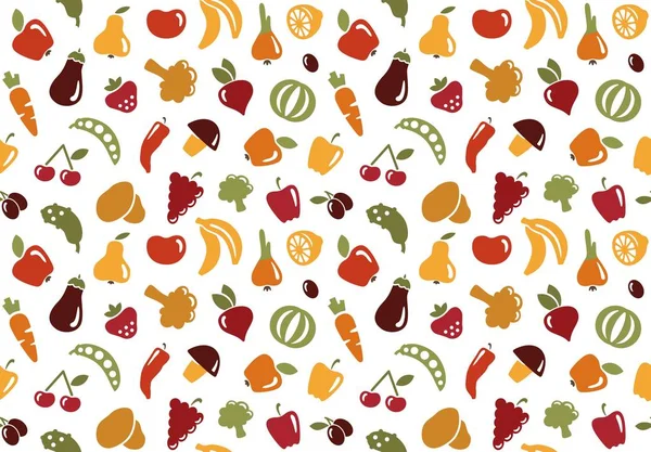 Pattern with fruits and vegetables — Stock Vector