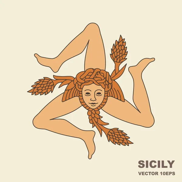 The traditional heraldic symbol of Sicily — Stock Vector