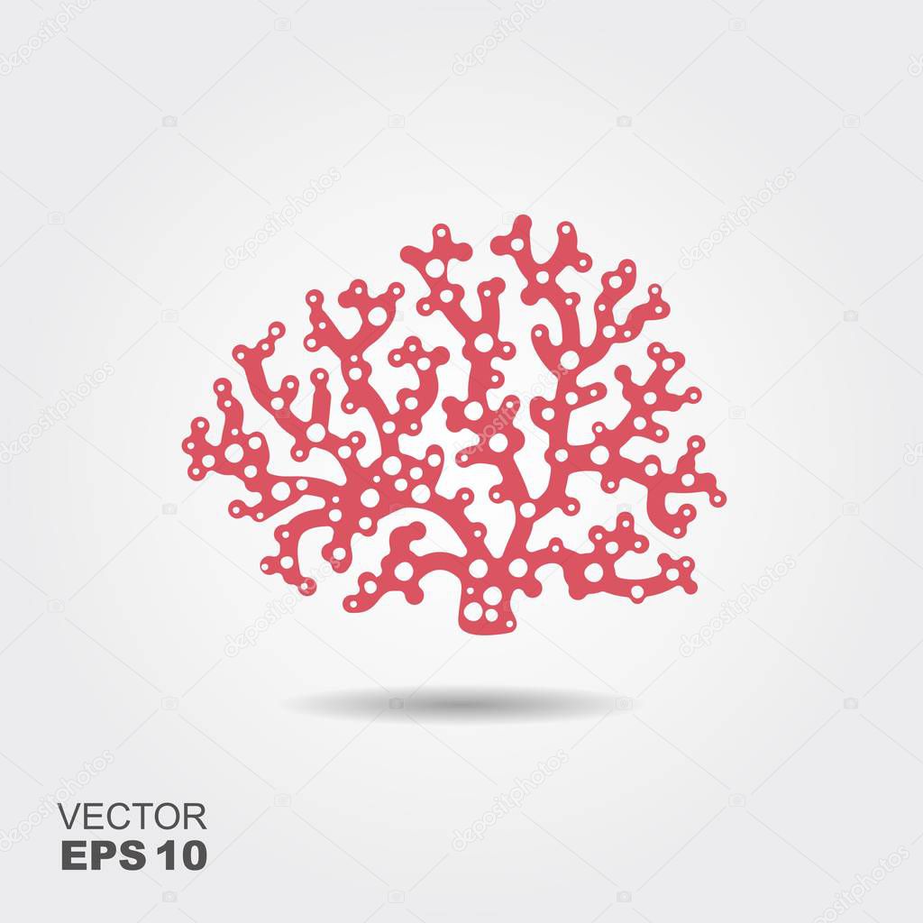 Marine coral. Flat vector icon with shadow