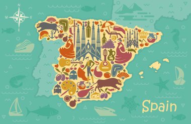 Stylized map of Spain clipart