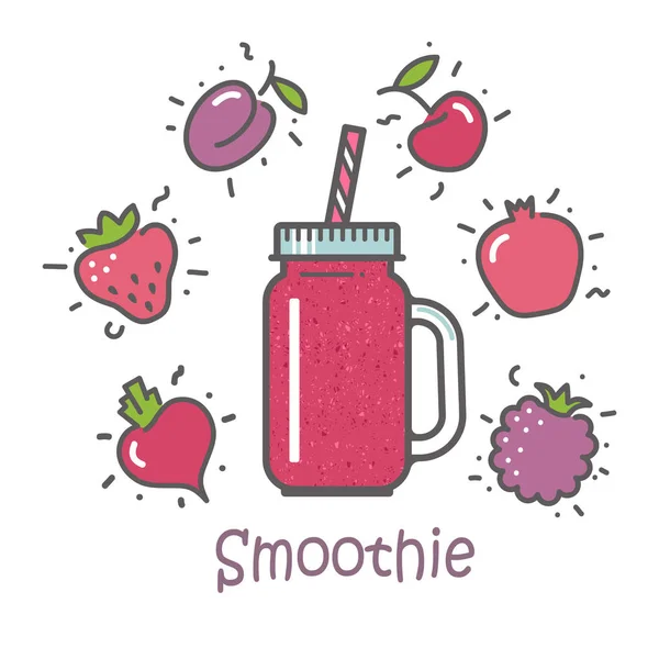 Smoothie-Cocktail und Zutaten — Stockvektor