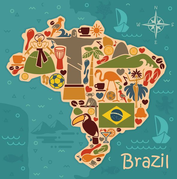 Map from traditional symbols of Brazil