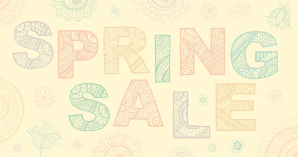 Venta de primavera diseño de letras. Ilustración vectorial . — Vector de stock