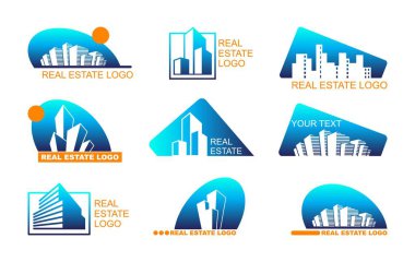 Emlak Logo koymak. Soyut yaratıcı bina. Şirket marka kavramını