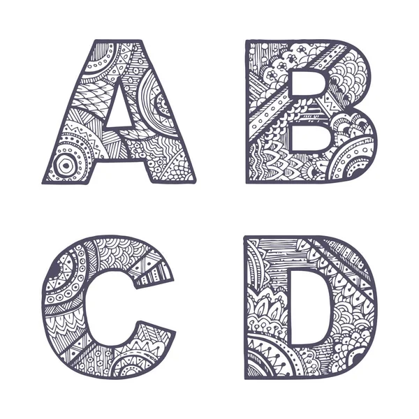 Juego de letras vectoriales A-D — Vector de stock