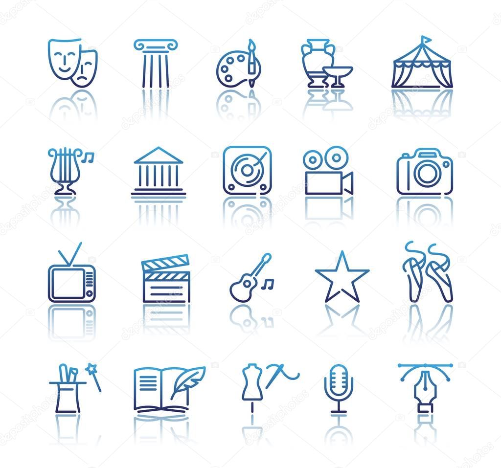 Culture and Creative Fine Art Line Icons Set