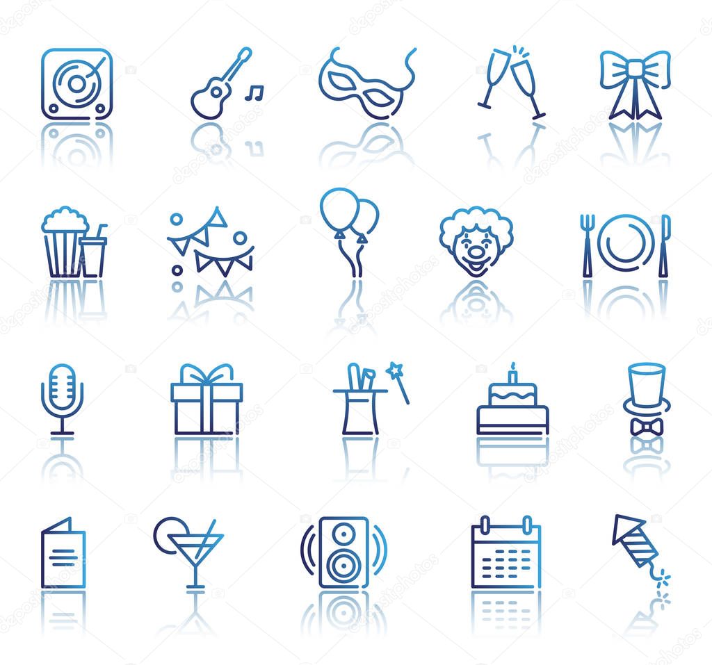 Set of Party Related Vector Line Icons