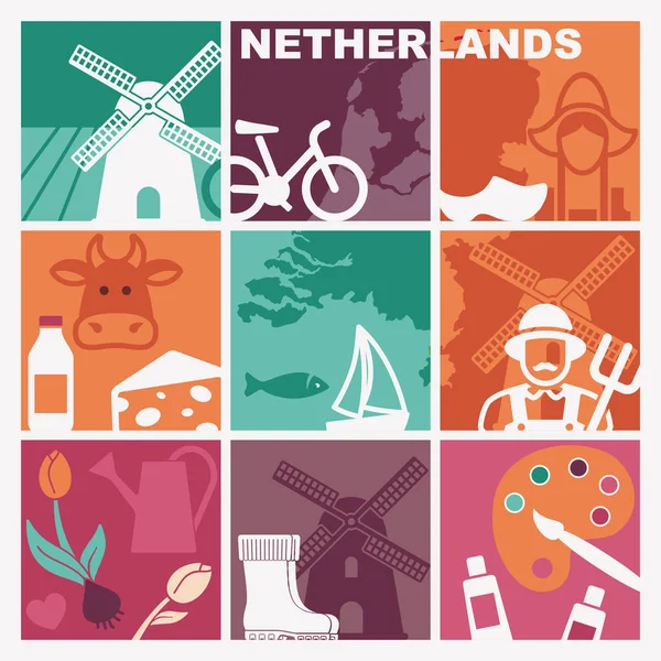 Traditionelle Symbole der Niederlande — Stockvektor