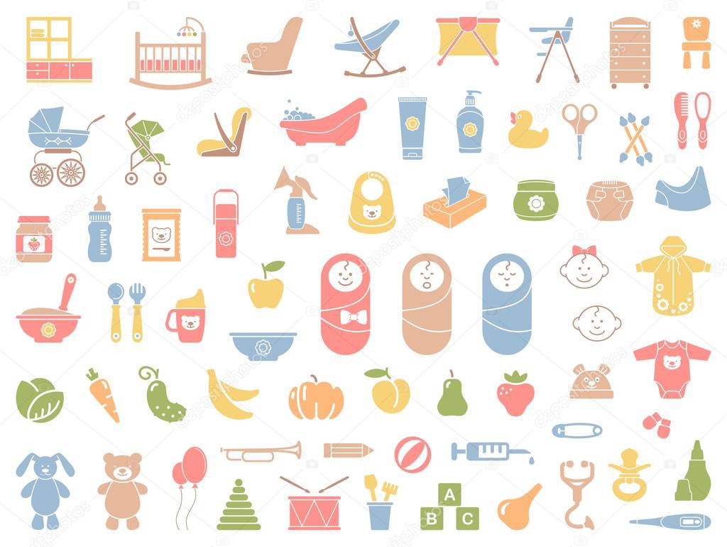 Baby vector icons set