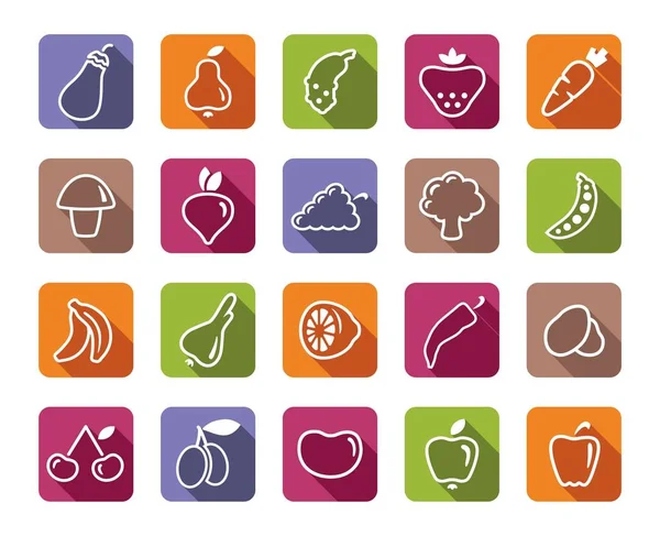 Icons of fruit and vegetables — Stock Vector