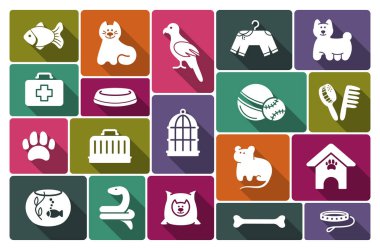 Evcil hayvan bakımı Icon set