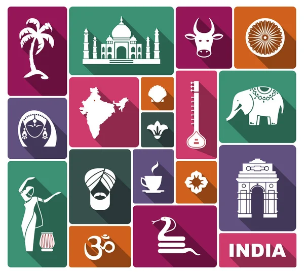 Iconos de la India — Vector de stock