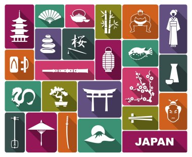 Japonya simgeler. Vektör çizim