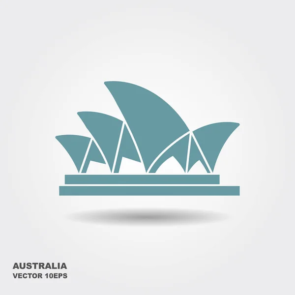 Сиднейский оперный театр стилизовал икону в плоском стиле — стоковый вектор