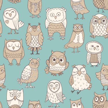 Baykuşların kusursuz şablonu. Biçimli el çizimi