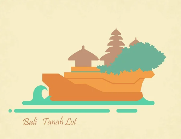 Tanakh Lot 'lu bir kartpostal. Bali adasındaki tapınak. Endonezya — Stok Vektör