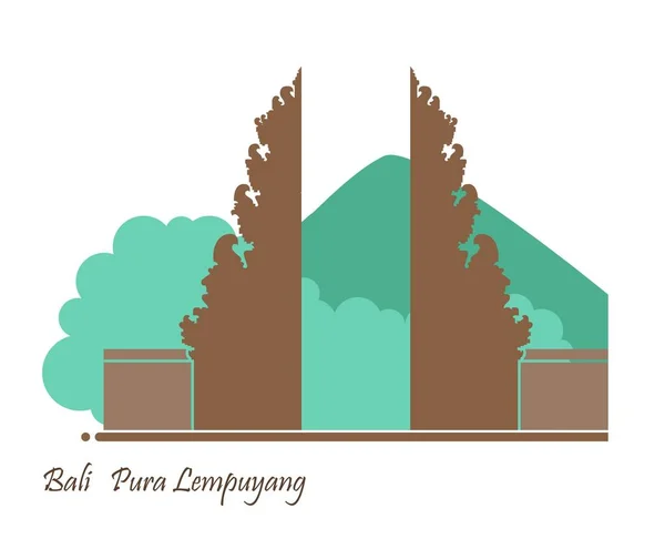Templo Pura Lempuyang en el fondo de las montañas y las nubes. Icono plano templo alinés — Vector de stock