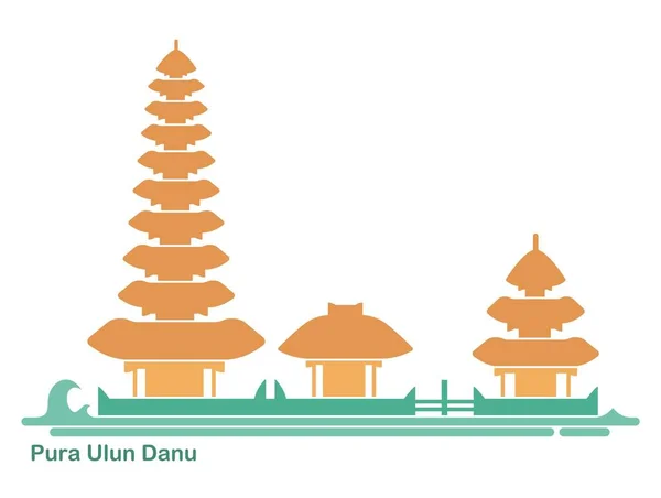 Indonesia hito Ulun Danu templo en Bali — Vector de stock