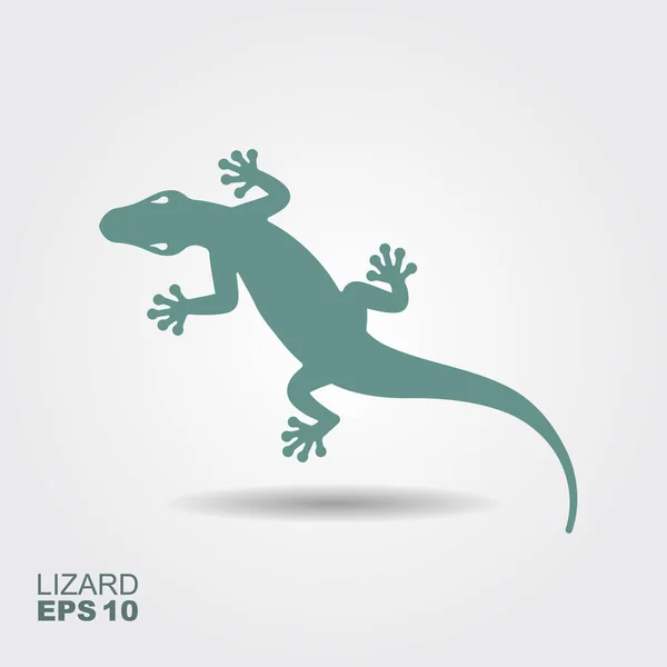 Lagarto. Ícone monocromático plano com sombra. Ilustração vetorial — Vetor de Stock