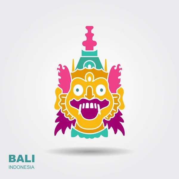 Barong. Masque traditionnel balinais rituel. Icône plate — Image vectorielle