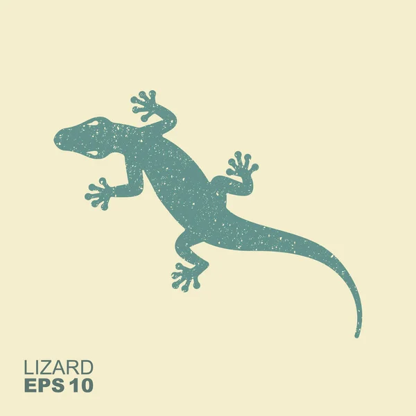 Lagarto. Icono plano monocromo con un efecto rastrero. Ilustración vectorial — Vector de stock