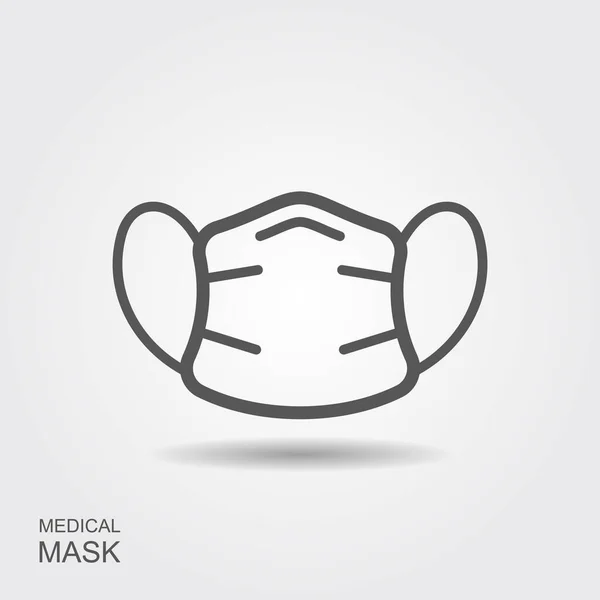 Máscara de proteção. Ícone de linha com sombra —  Vetores de Stock